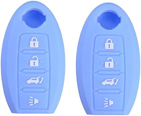 Pack of 2 Light Blue Silicone Smart Remote Key Cover Key Fob Skin Covers replacement for Nissan Maxima Altima Gt-r Sentr Murano