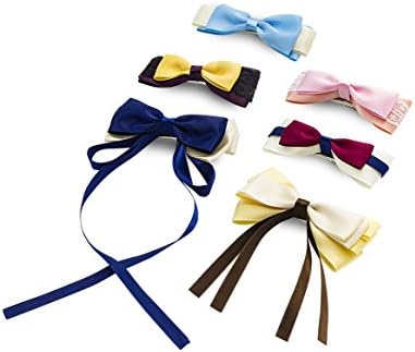 Baby Girl Grosgrain Ribbon Bows By Begirl - Stylish Colorful Hair Clips Pack Of 6