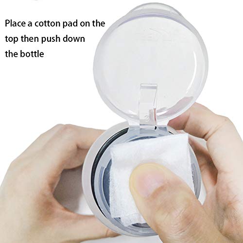 Nail Polish Remover Push Down Bottle Makeup Remover Bottle Empty Lockable Pump Dispenser 200ml (6.8oz) 2 Pack With 320 Pieces Makeup Remover Cotton Pads