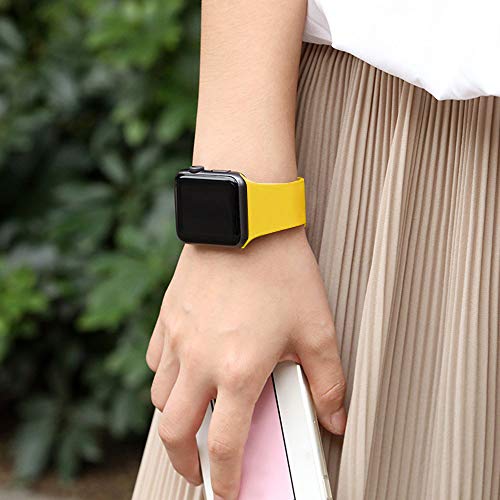 DaQin Compatible with Apple Watch Band 44mm 42mm, Sport Silicone Replacement Bands for iWatch Series 4 Series 3/2/1, Mango Yellow, M/L