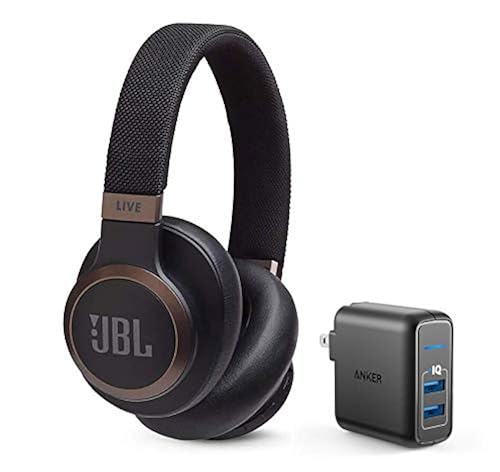 JBL Live 650BTNC Wireless Over-Ear Bluetooth Headphones (Black) Anker  PowerPort Elite Port USB Wall Charger Up to 20 Hours of Noise-Canceling 