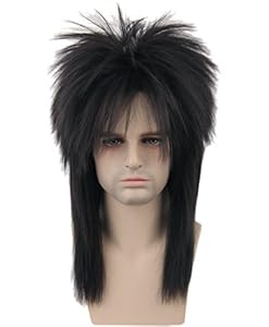 Topcosplay 80s Wig Clothes Fashion Halloween Costume Accessory Punk Metal Rocker Mullet Wig for Men Women