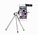 WONBSDOM Universal 12X Zoom Clip-On Aluminum Telephoto Manual Focus Telescope Camera Lens Phone Lens (Black) with Tripod + Retractable Phone Holder + Microfiber Cleaning Cloth for iPhone 4S 5 5S 5C 6 iTouch iPad Samsung Galaxy S3 S4 S5 S6 Note 2/3/4 HTC Nokia Sony,etc.