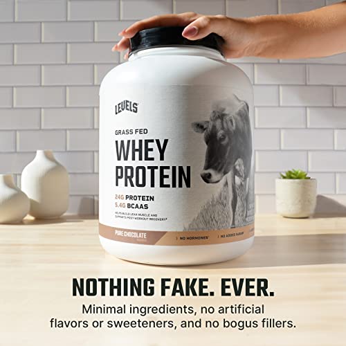 Levels Grass Fed 100 Whey Protein, No Hormones, Pure Chocolate, 5LB