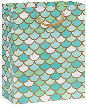 Mermaid Paradise Gloss Design CUB Size 8"x4"x10" Bag with Matching Gift Grade Tissue Paper Choose Quantity (1)