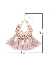 Pendientes de borla de oro rosa: flecos rosados para mujer. Pendientes de borla colgantes de moda de BLUSH & CO.