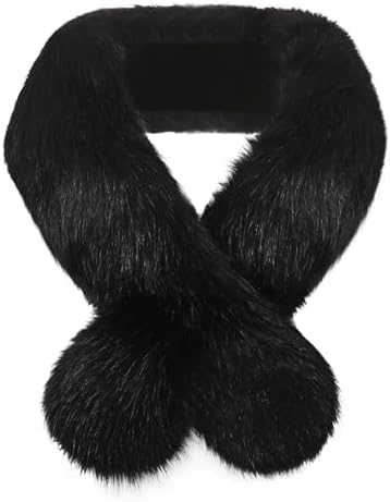 UGG Faux Fur Pull Thru Scarf Black One Size at Amazon Women's