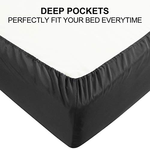 INGALIK Premium Bed Sheet Set 4 Piece 120 GSM Brushed Microfiber,1800 Series Hotel Luxury Bedding Sheets,Ultra Soft,Comfy,Fade Resistant,No Shrinkage,Hypoallergenic,Deep Pocket（Dark Grey,Queen） - Thumbnail 6