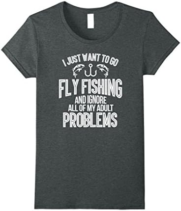 Womens Just Wanna Go Fly Fishing Shirt for Beginner Anglers XL Dark Heather