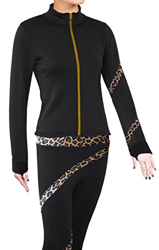 Figure Skating Polartec Polar Fleece Spiral Jacket (Cheetah Brown, Child Medium)