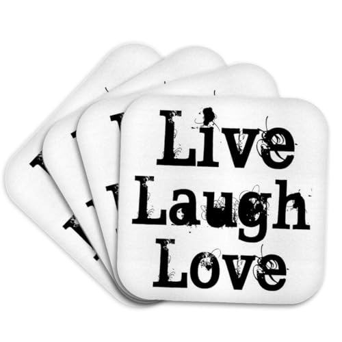 3dRose cst_23672_1 Live Laugh Love-Soft Coasters, Set of 4