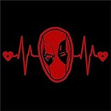 DeadPool Heartbeat Decal Vinyl Sticker|Cars Trucks Vans Walls Laptop| RED |6.5 x 3.5 in|CCI1489