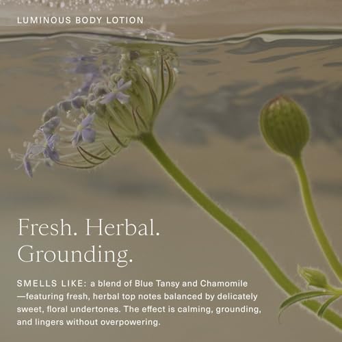Oak Essentials Luminous Body Lotion, Hydrating Body Lotion for Women with Blue Tansy, Rose Oil, Shea Butter and Coconut Oil, Lightweight Moisturizer for Dry and Sensitive Skin, 10.1 Fl Oz