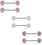 Jstyle 316L Stainless Steel Body Jewelry 14G Nipple Rings Piercing Jewelry Barbell Crystal Ball Bar PWP