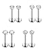 FUNRUN JEWELRY 4 Pairs 16G Stainless Steel Monroe Lip Rings Nose Studs Body Jewelry Piercing 3mm CZ 10mm