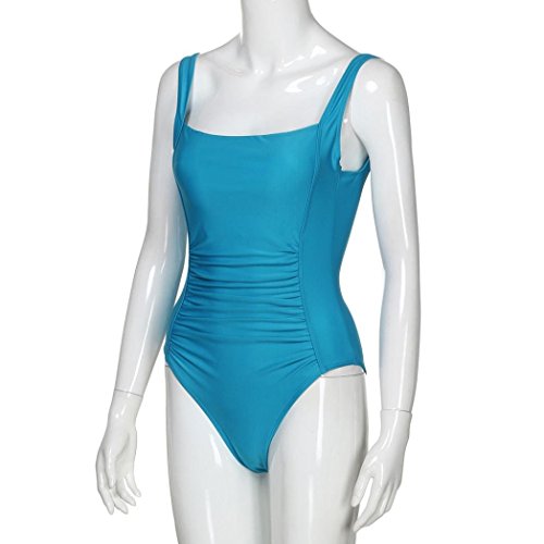Kehen Women's Solid Color One Piece Monoki Bathing Suit Ruched Tummy Control Swimsuit Sexy Backless Swimwear (Dark Blue,XXX-Large)