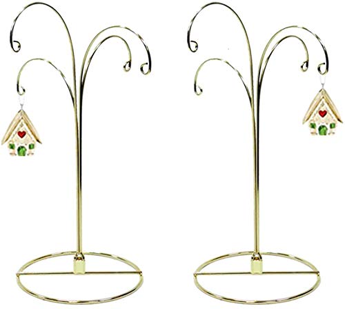 HOHIYA Ornament Display Stand Holder Christmas Hanger Hook 4 Arms 12inch Gold 2pcs - Image 4