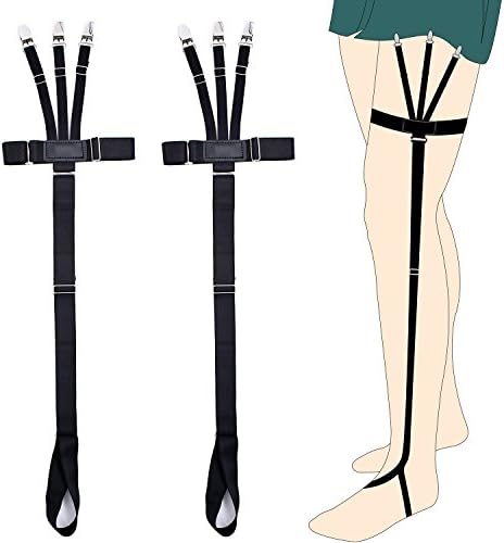 Vancool Stirrup Style (Loop) Adjustable Elastic Shirt Stays, Men's Shirt Tail Elastic Straps Belt Holder with No-slip Plastic Closure Locking Clamps
