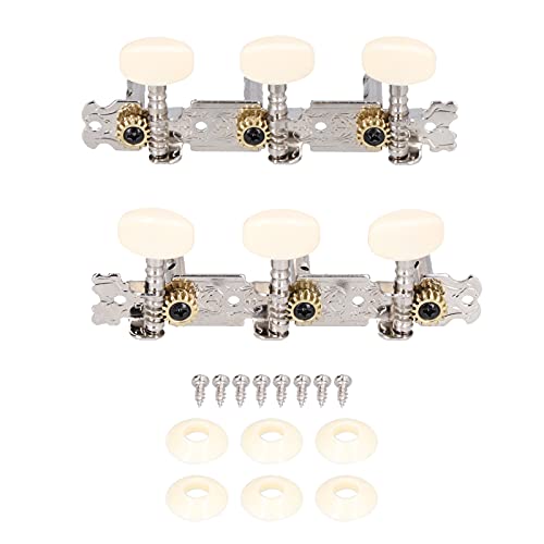 Dilwe Guitar Tuning Peg, Guitar Tuning Pegs Machine Heads Tuners Dual Holes 3R 3L for Acoustic Folk Classical Guitars