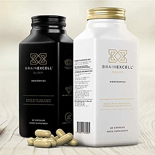 BRAINEXCELL™ Focus & Sleep Premium Nootropic | Organic Brain & Body Performance Enhancing Supplement | Natural Sleep Aid | Contains B-Vitamin Complex, Ginkgo Biloba, Ashwagandha, More