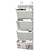 Hanging Wall Organizer, Over The Door File Organizer by Aoolife-Hanging Wall File Folder Office Supplies Storage Organizer with 2 Stainless Steel Hook,4 pocekt Hanging Storage Organizer (Grey)