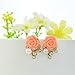 Rbenxia Girl Sweet Rose Rhinestone Pearl Eardrop Earring Stud Peach