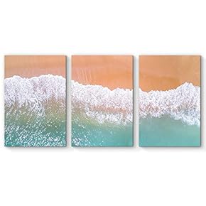 3 Piece Canvas Wall Art for Living Room Bedroom Home Artwork Paintings Romantic Beach Ready to Hang - 16"x24" x 3 Panels