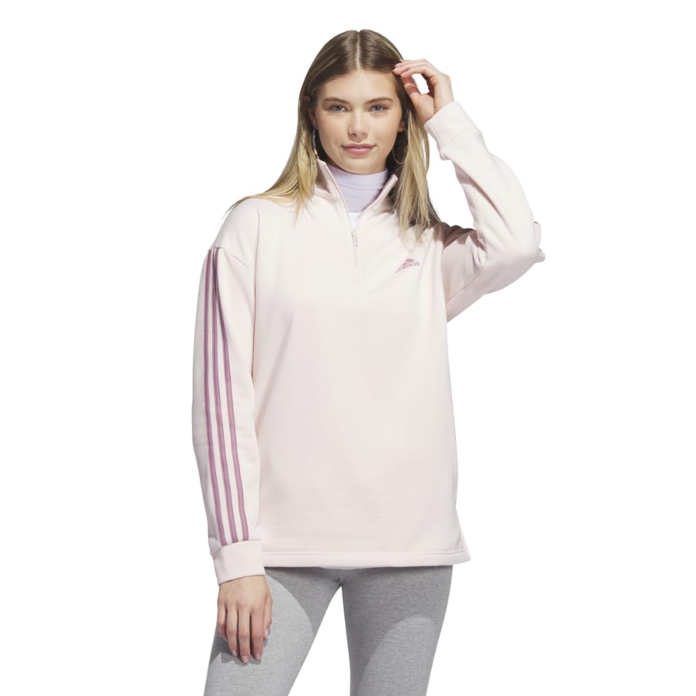 adidas Women’s Quarter-Zip Fleece Sweatshirt, Wonder Quartz, X-Small