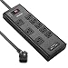 DEWENWILS 8-Outlet Surge Protector Power Strip with 2 USB Ports and Circuit Breaker, 45 Degree Angle Flat Plug, 6 FT Long Fabric Extension Cord, Heavy Duty Black Metal Shell, 1050 Joules, UL Listed