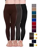 Homma 3 Pack Warm Sweater Full Length Thermal Leggings (Small/Medium, Black,D.Brown,D.Grey)