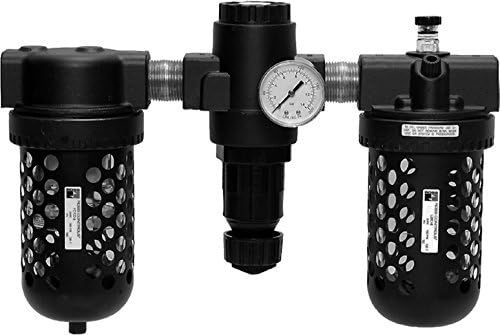 Ross Controls 5H00C6311 High-Capacity Series Filter Regulator Plus Lubricator, 16 (480) Polycarbonate Bowls, 5 µm Polyethylene Filter, 0-100 (0-6.9) psi, 0-200 (0-14) Gauge, Threaded Ports 1" NPT