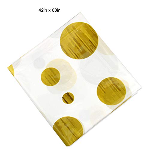 201 Piece Gold Dot/Polka Dot Party Supplies Set for 50, Including Plates, Cups, Napkins and Tablecloth - Thumbnail 6