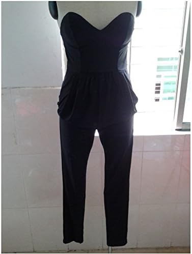Elegant Womens Tube Top Sleeveless Bodycon Jumpsuit Rompers Trousers Clubwwear (M, Black)