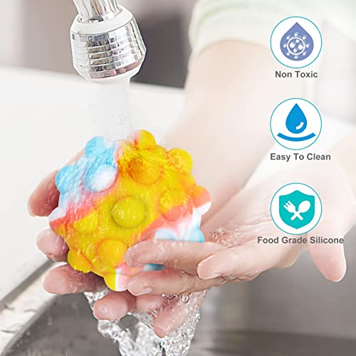 3 Pack Stress Balls Fidget Toys, Popping Fidget Sensory Toys, 3D Push Bubble Silicone Decompression Toy, Stress Relief Toy Anti Anxiety Sensory Game Ball for Girl or Boy Kids and Adults