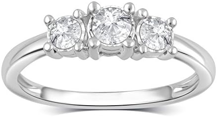 1/4 Cttw Diamond Three Stone Engagement Ring in Sterling Silver