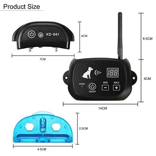 Kuke Electric Dog Fence Pet Containment System 1-3 Dog Outdoor Invisible Dog Training Fence With Rechargeable Waterproof Wireless Transmitter Collar (3 Dog system)