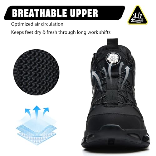 PAQOZKC Men's Women's Waterproof Safety Boot Safety Boots Steel Toe Cap Air Cushion Lightweight Comfortable Safety Trainers 3-13 UK