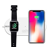 Glawee Wireless Charger with Apple Watch Charger Holder Fit iPhone X XS 8 8Plus Samsung S8 8Plus 9 9Plus Note8 9 Apple Watch Series 1 2 3 4