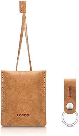 LOPOO Key Case Genuine Leather Key Ring Premium Leather Car Key Holder Bag Leather Key Chain Key Ring Portable Key Pouch (Brown)