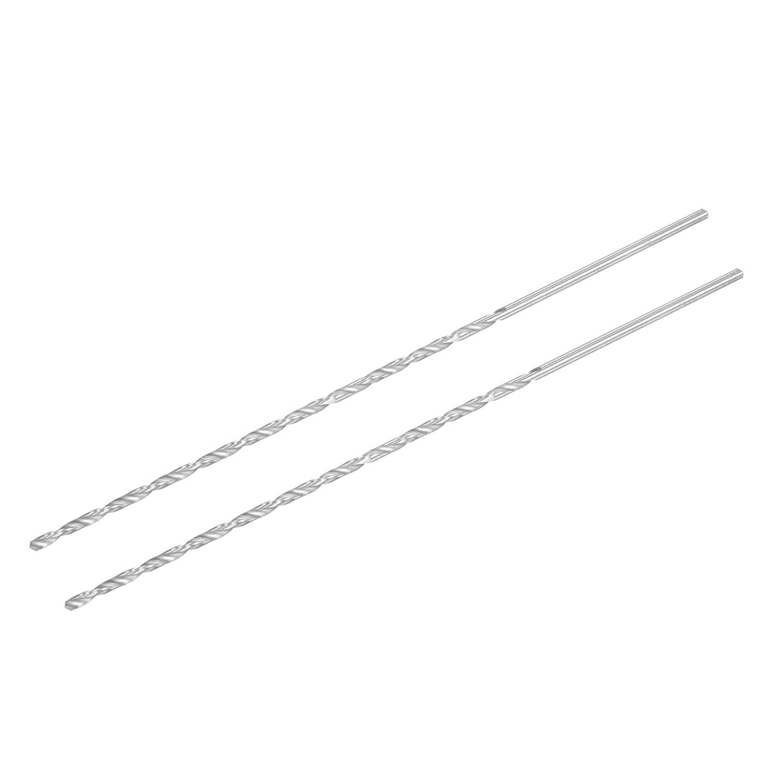 TA-VIGOR 2Pcs 3mm Extra Long Twist Drill Bits, 200mm Length High-Speed Steel HSS Straight Shank Spiral Drill Bits for Wood Metal Aluminum Plastic