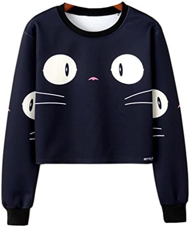 Harajuku Fashion Kawaii Cartoon Cat Pastel Sweatshirt Cute Shirts for Teen Girls