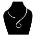 Textured Silver Hammered S Loop Swirl 5mm Neckwire Choker Collar Necklace Wire Women's Jewelry (CS7S)