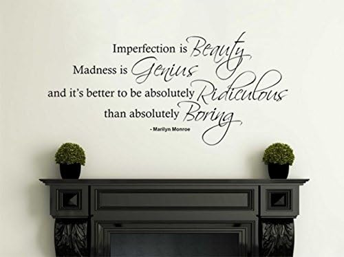 MARILYN MONROE Wall Art Quote Imperfection Is Beauty Modern Transfer PVC Colour White Size Large 96cm wide x 49cm high
