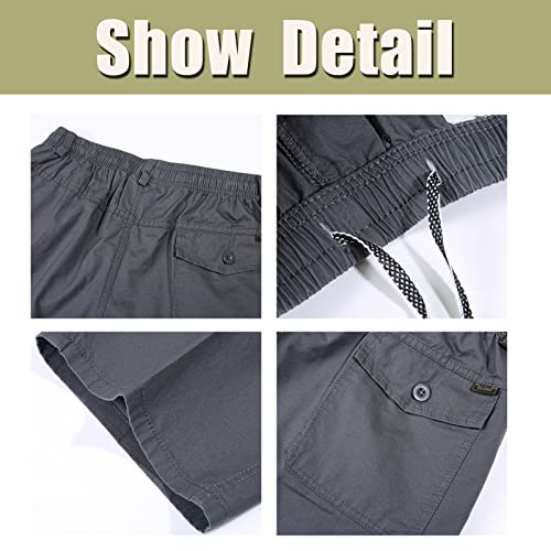 Btmpmcs Men's Summer Shorts 3/4 Cargo Cotton Casual Bermuda Shorts Sports Fitness Gym Shorts Elastic Waist