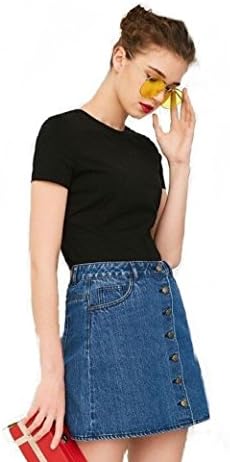 Women's casua Short Sleeve T-shirt Round neck cotton (LARGE, BLACK)