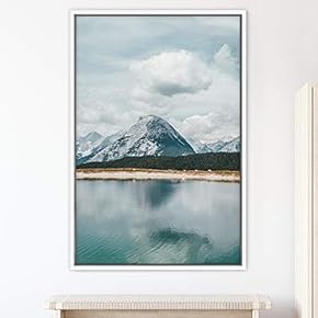 signwin Framed Canvas Wall Art Mountain Lake View...