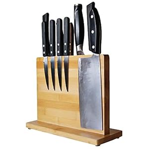 Double-Sided Bamboo Magnetic Knife Block—Fits All Knives and Other Utensils Up to 8”—Saves Space, Displays Knives, Keeps…