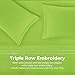 Honeymoon 1800 Brushed Microfiber Embroidered Bed Sheet Set, Ultra Soft, Twin - Lime Green