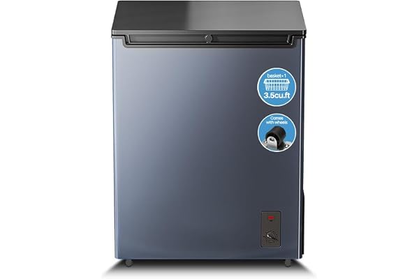 Cosanta 3.5 Cu. Ft. Small Chest Freezer, Top Door, Metal, Mini Deep Freezer,Freestanding with Removable Basket, for Home Kitchen Office (BLACK, 3.5Cu.ft)
