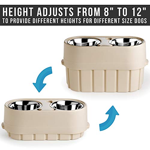 StoreNFeed Adjustable Raised Dog Bowl, Dog Feeder & Dog Food Storage